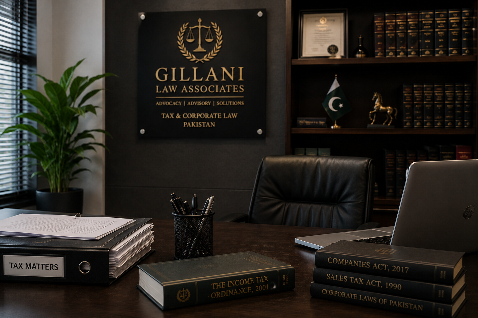 modern law office with corporate branding